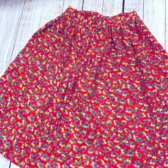 Vintage red fruit print farmhouse apron - Picture 1 of 4